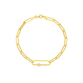 14k Yellow Gold Paper Clip Diamond Bracelet